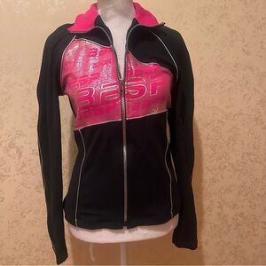 bebe Black and Pink Bomber Jacket